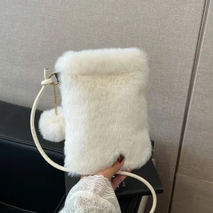 Women Handbags Fashion Plush Shoulder Bags Large Capacity Crossbody Bags For Ladies Phone Purse Small Flap For Autumn And Winter